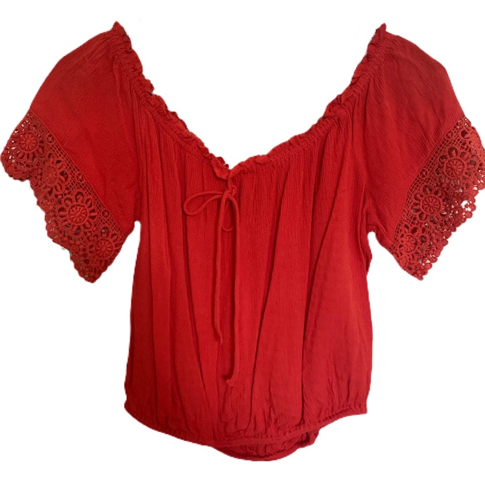 forever 21 red off the shoulder crop top